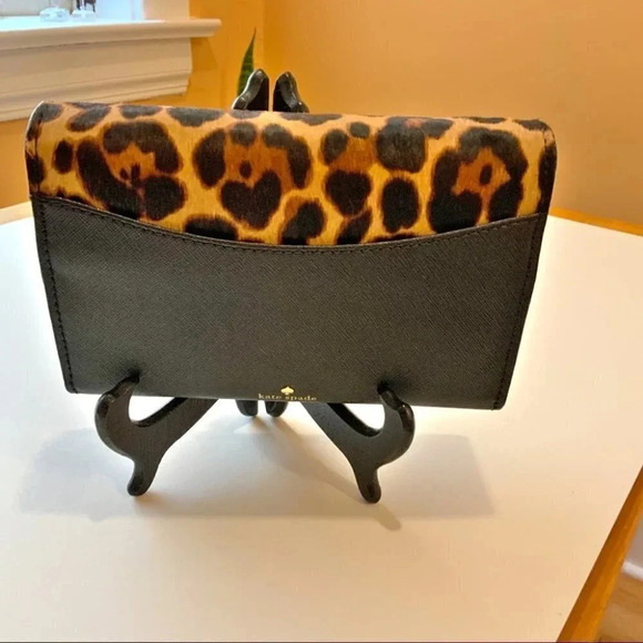 Rare KATE SPADE Black Run Wild Leopard Leather Crossbody Bag - Picture 4 of 16